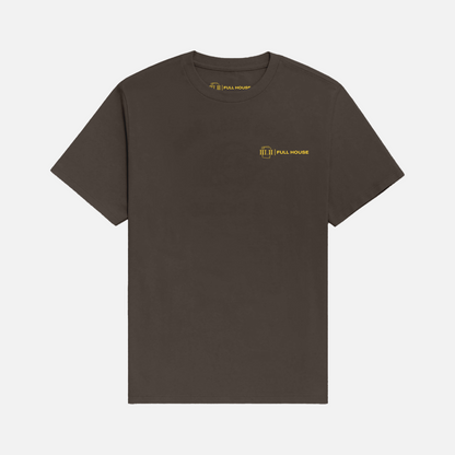 Three Two - Full House Cards T-Shirt - Dark Brown / Yellow