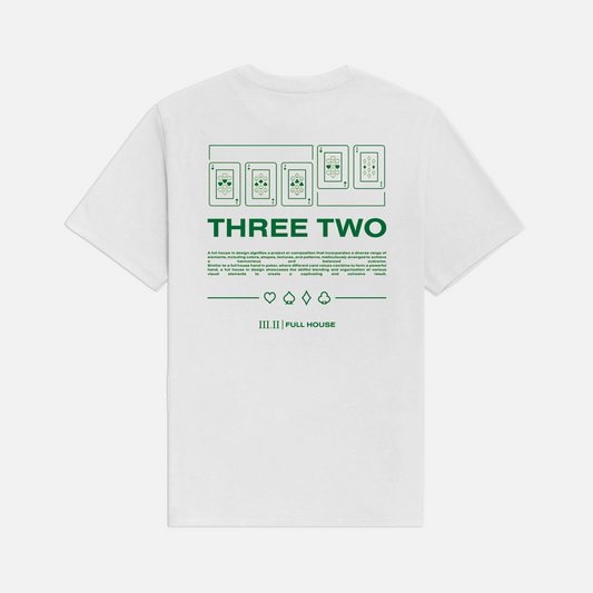 Three Two - Full House Cards T-Shirt - White / Green