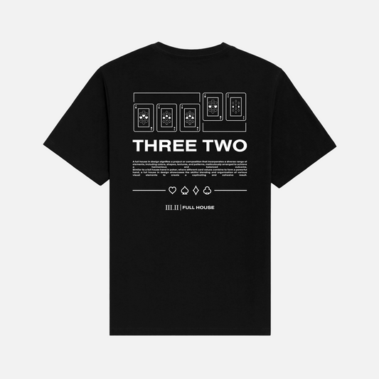 Three Two - Full House Cards T-Shirt - Black / White