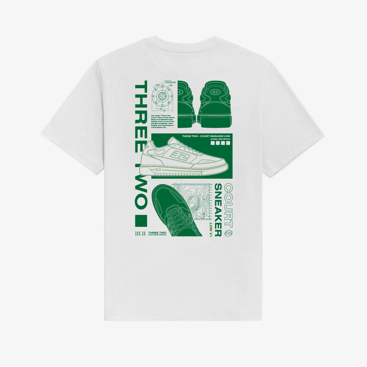 COURT LOW FOOTWEAR DESIGN T-SHIRT : White/Green