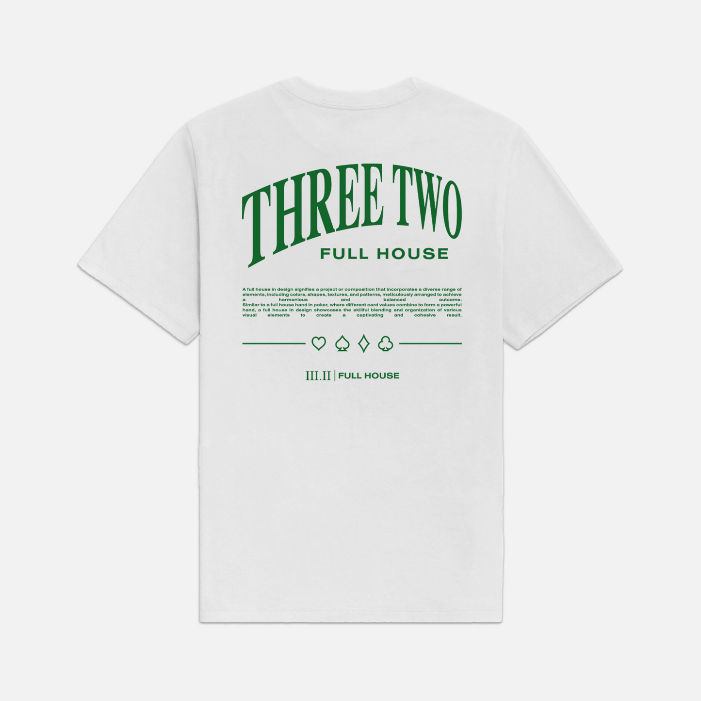 Three Two - Full House Collection T-Shirt - White / Green