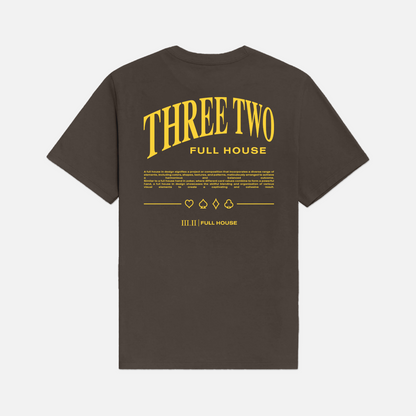 Three Two - Full House Collection T-Shirt - Dark Brown / Yellow