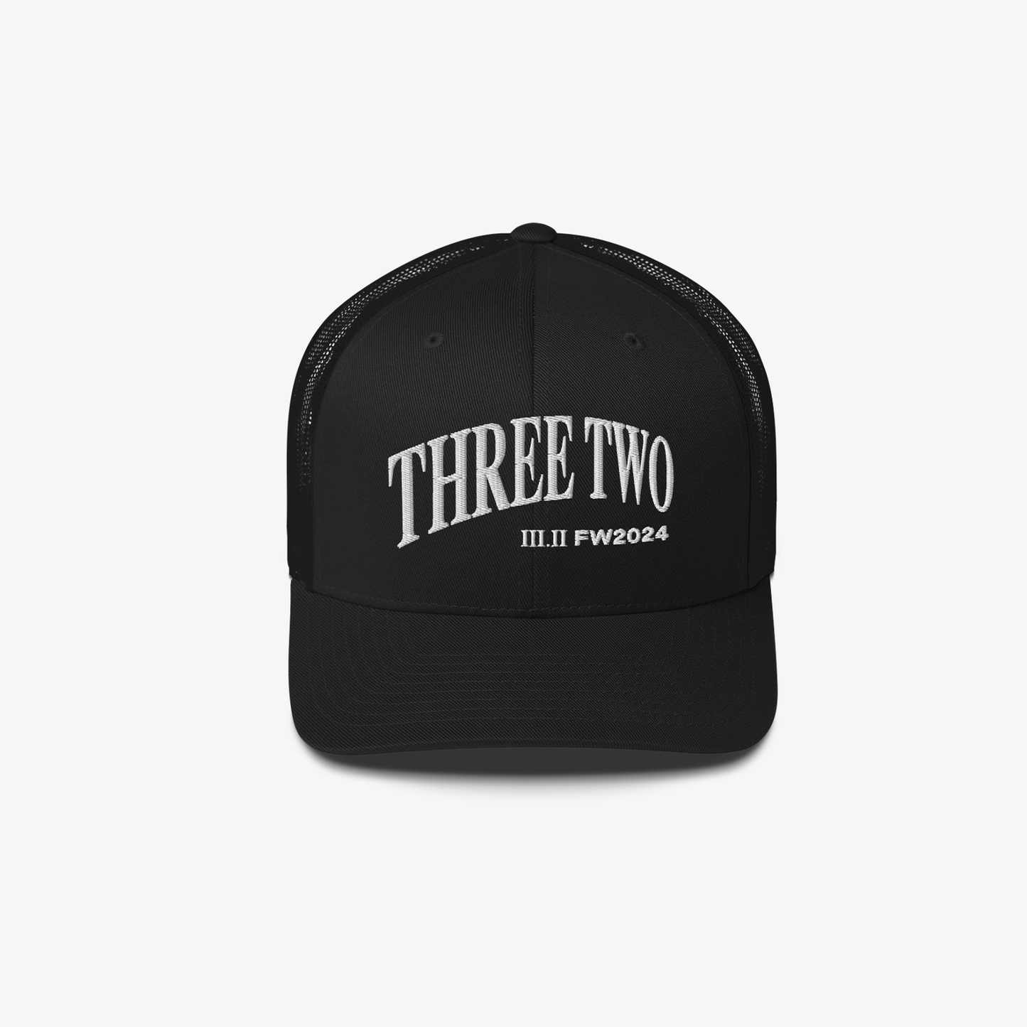 Three Two FW2024 Trucker Hat - Black/White