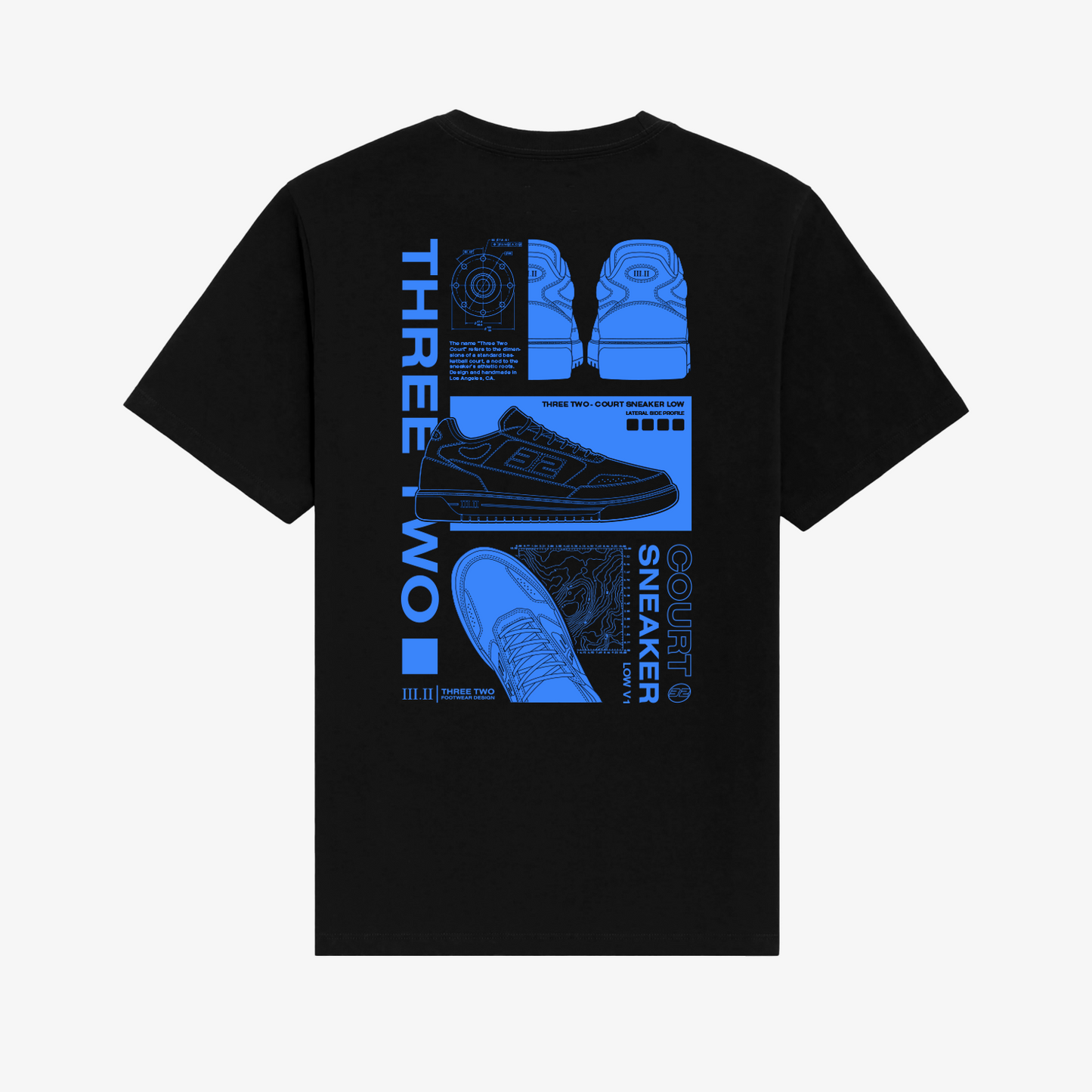 COURT LOW FOOTWEAR DESIGN T-SHIRT : Black/Blue