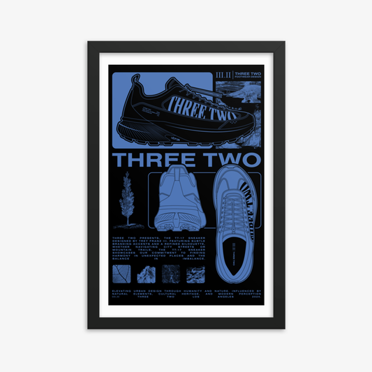 Three Two Footwear Design FW2024 Framed Poster - Slate Blue/Black