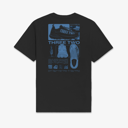 Three Two Footwear Design Oversized T-Shirt - Charcoal Grey/Blue