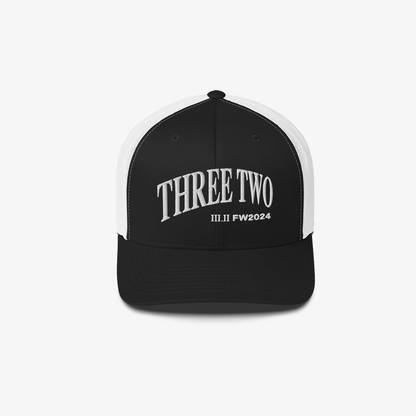 Three Two FW2024 Trucker Hat - Black/White