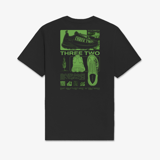 Three Two Footwear Design Oversized T-Shirt - Charcoal Grey/Green