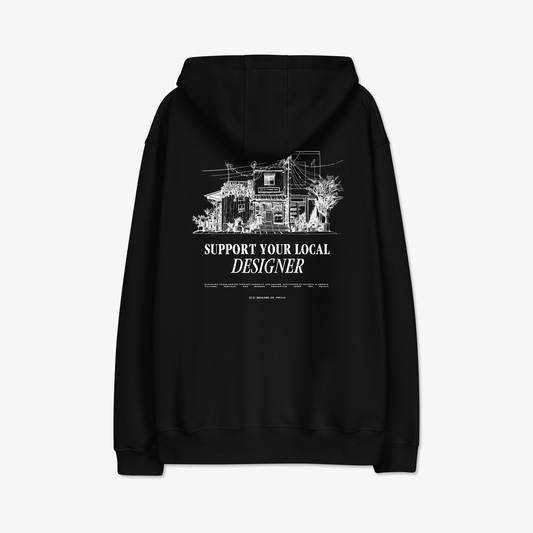 Three Two Support Your Local Designer Hoodie - Black/White