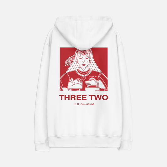 Queen of Hearts - Hoodie White / Red