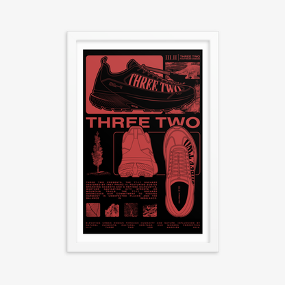 Three Two Footwear Design FW2024 Framed Poster - Clay Red/Black