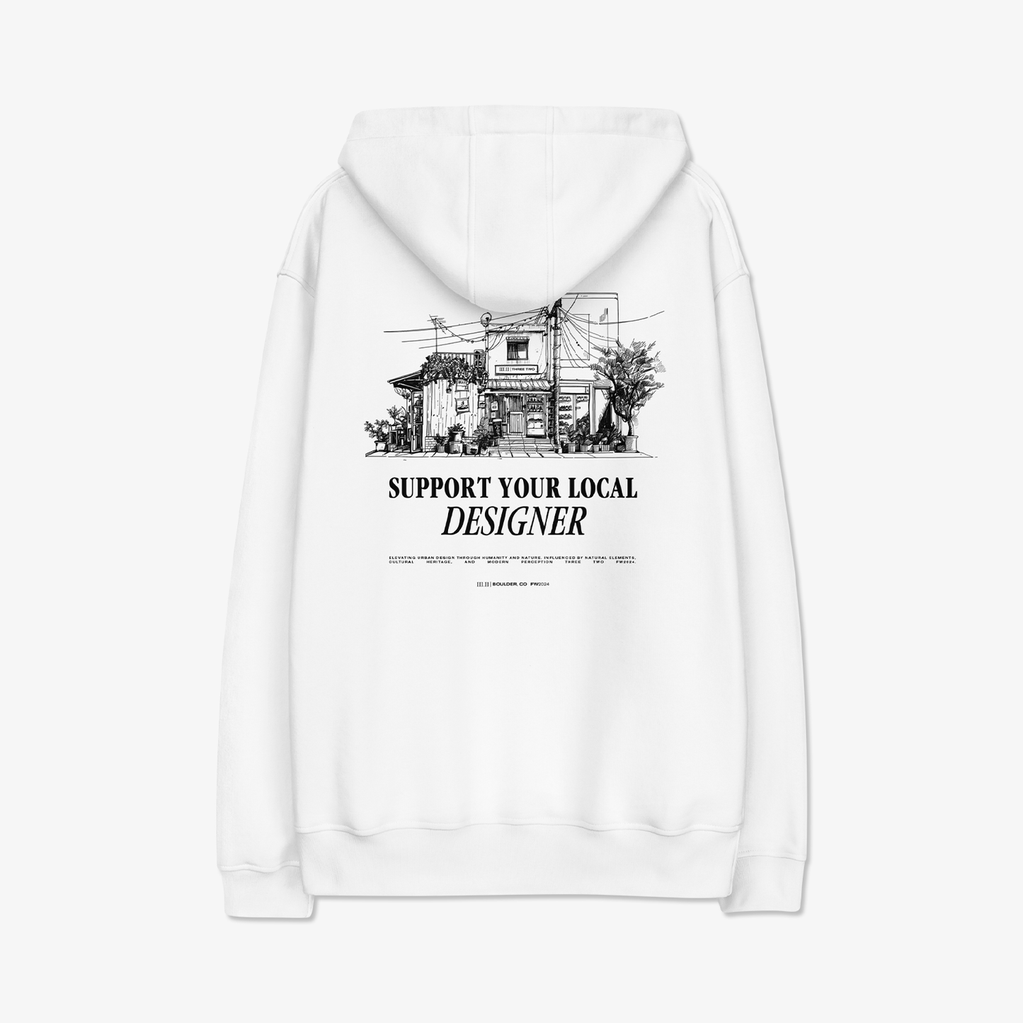 Three Two Support Your Local Designer Hoodie - White/Black